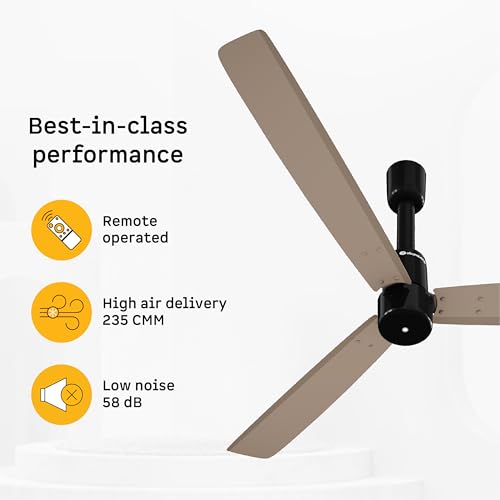Image of atomberg Razon 1200mm BLDC Ceiling Fan with Remote | World's Smallest Motor Powered by BMC | Advance Air+ Technology | BEE 5 star Rated | Low Noise | Sleek Design | 3 Year Warranty (CREME BRULEE)