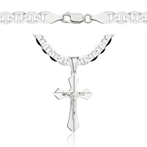 Chaîne pour homme en argent 925 inoxydable avec croix anti-noircissement