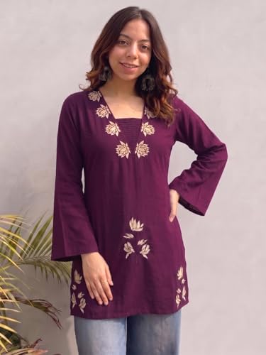 Image of ANNI Designer Cotton Short Kurti for Women | Stylish Kurti | Short Kurti Top | Casual Kurta for Women | Comfortable Cotton Kurtis for Womens