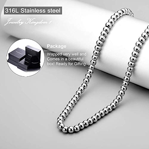 Image of Necklace or Bracelet for Women and Men, Beaded Chain Stainless Steel, Handmade Jewelry, Thick of 6-8MM and Length of 7-40 inch Optional