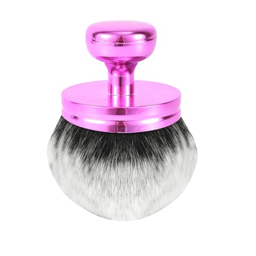 Brocha Autobronceadora Grande, Cabezal Ancho Aplicador Trasero Brocha Ovalada para Maquillaje Corporal Ideal para Espalda Piernas Brazos Rostro y Cuerpo (Cerdas Blancas, Mango Rosa)