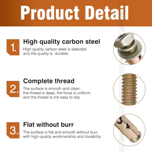 Image of 5 /16 x 2 in Zinc-Plated Steel Sleeve Anchors for Concrete 10 Pack
