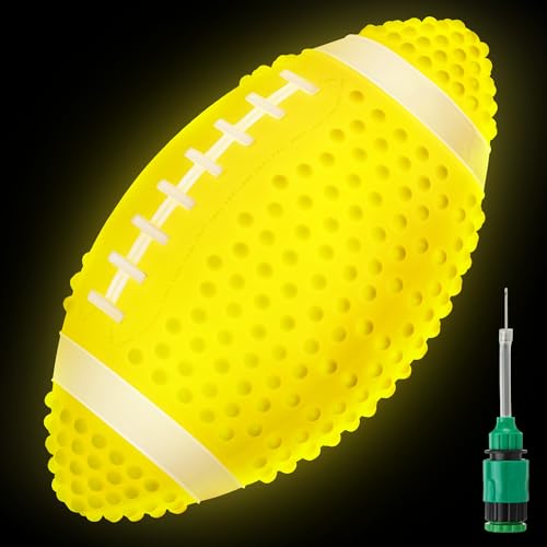 ElectricWise Glow in The Dark Football, 9.25 Inches Water Football, Light up Beach Waterproof Pool Toys for Kids and Adult, Pool Games Beach Games for Summer(Yellow)