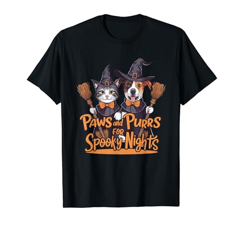 Paws and Purrs for Spooky Nights Halloween Pet Lovers T-Shirt