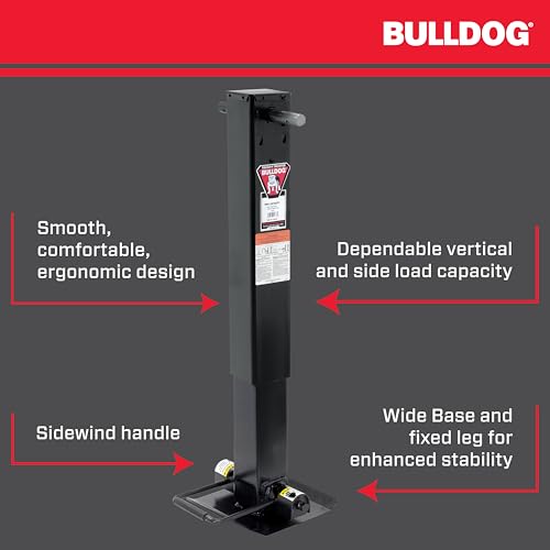 Image of Bulldog 182701 Twin Cam HD Square Trailer Jack, 25,000 lbs. Support Capacity, Sidewind, 12-1 /2 Inch Travel