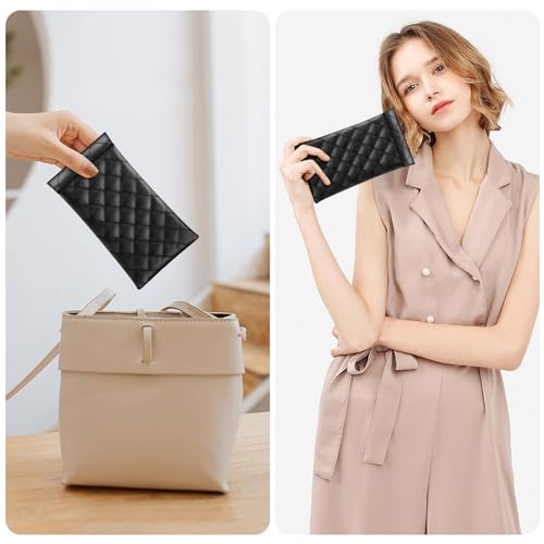 Image of FINTIE Soft Eyeglasses Case with Cleaning Cloth, Portable Squeeze Top Vegan Leather Glasses Pouch, Sunglasses Eyewear Bag