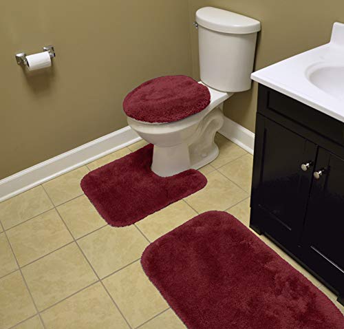 Garland Rug 3-Piece Finest Luxury Ultra Plush Washable Nylon Bathroom Rug Set, Chili Pepper Red