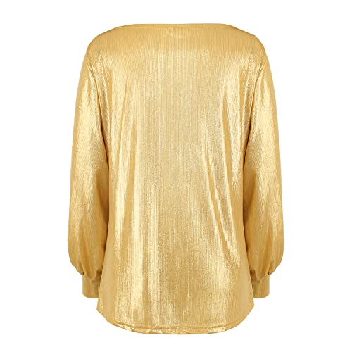 PESION Womens Casual Bishop Sleeve Blouse Boat Neck T-Shirts Tunic Tops2