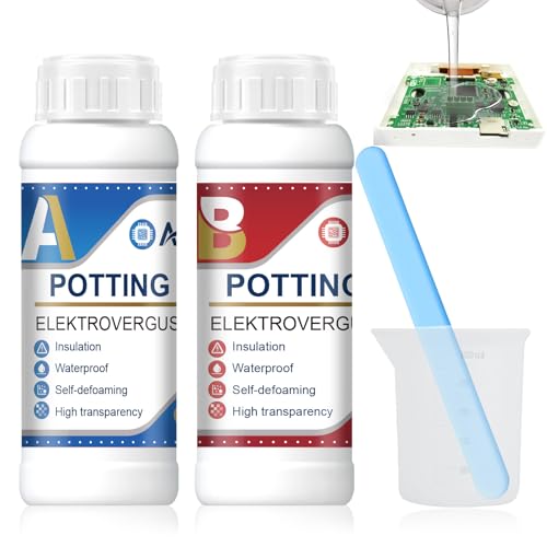 Allisway Gel Aislante Electrico 1:1, 200g A+B Gel de Aislamiento de Silicona, Masilla Electrónica, Adecuado para Caja de Derivación, Placas de Circuitos, Sustrato de PCB, Impermeable, Transparente