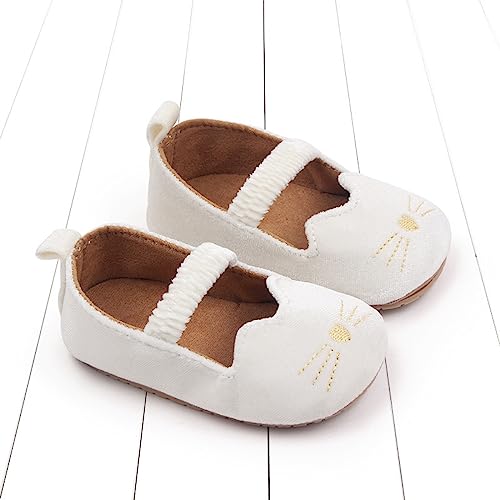 Toddler Baby Shoes Girl Boy Baby Sports Shoes Fashion New Pattern Cute Cat Hook Loop Breathable Flat (White, 2 Infant)3
