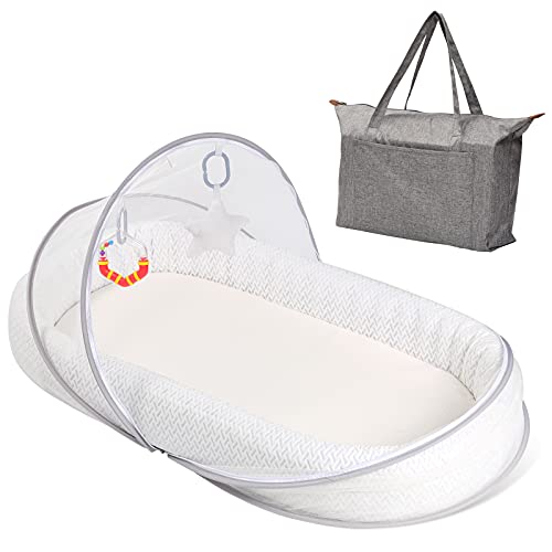 Lupantte Portable Baby Lounger, Comfortable & Foldable Baby Nest to Go, Lightweight Newborn Bassinet for Crib, Napping, Travel and Gift