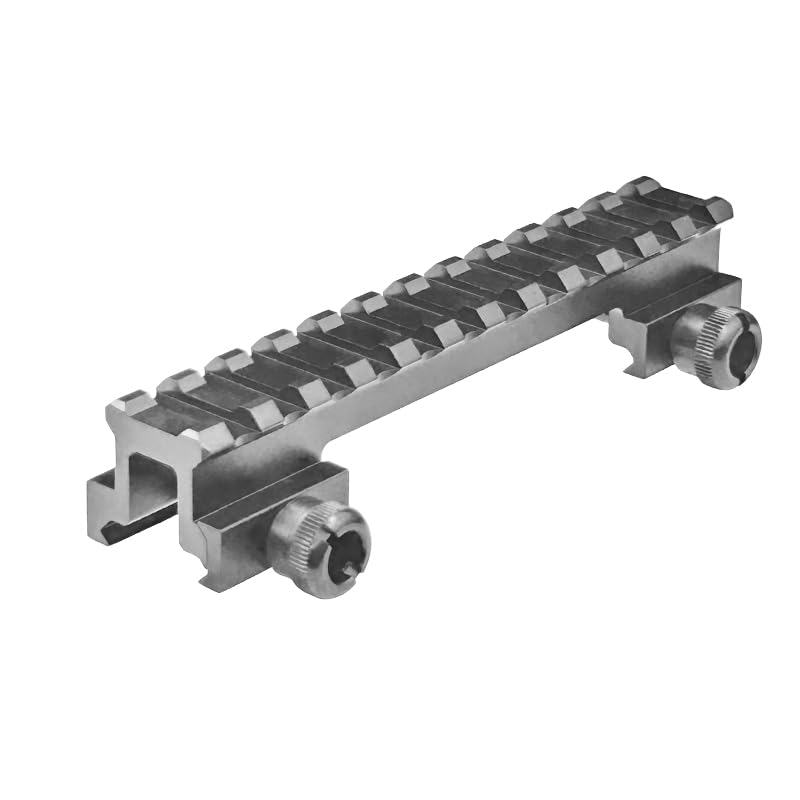 Lion Gears BridgeMount Rail Tactical Picatinny .75" Riser, 5" Long, 12 Slots, Robust and Light-Weighted Design with Steel-to-Steel Connection Between Thumb Bolt and Locking Nut Plate, BM1207BT