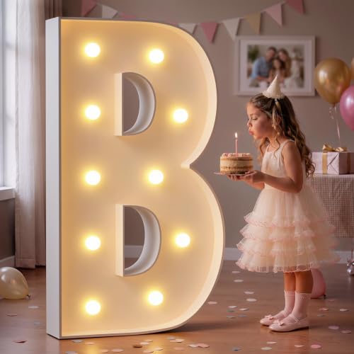imprsv Marquee Light Up Letters, 4FT Marquee Letters Mosaic Letter for Balloons for Birthday Wedding Engagement Party Decor, Large Marquee Letters for Party Decoration Arch Kit Decorations Letter B