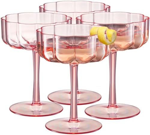 Crystal Champagne Martini Coupe set/4 - Pink