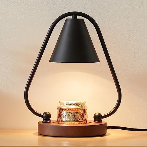 Tonyang.luu Candle Warmer Lamp, Dimmable Candle Warmer Lamp for Jar Candles, Candle Warmer Lamp Wood Base with 2 * 50W Bulbs（Black）