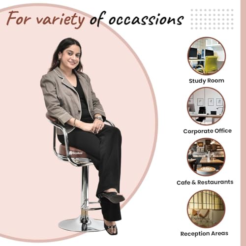 Image of GOYALSON Classic Height Adjustable and Revolving Bar Stool Kitchen Chair Stool (1, Rolex Tan)