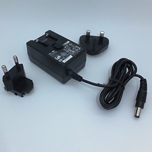 The 12V 2A AC-DC power adapter with interchangeable EU and UK plugs.