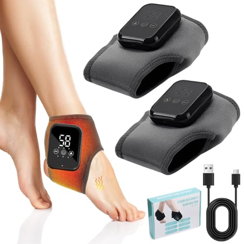 3-in-1 Fußmassagegerät (2 Stück) mit 3 Massage-Modi & 6 Heizstufen, wiederaufladbar via USB-C, für Neuropathie, Knöchel und Ferse – tragbares kabelloses Massagegerät