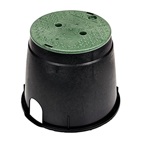NDS 111BC 10 in. Round Standard Series Valve Box and Cover 10 in. Height Irrigation Control Valve Lettering Black Box Green Overlapping Cover Black/Green