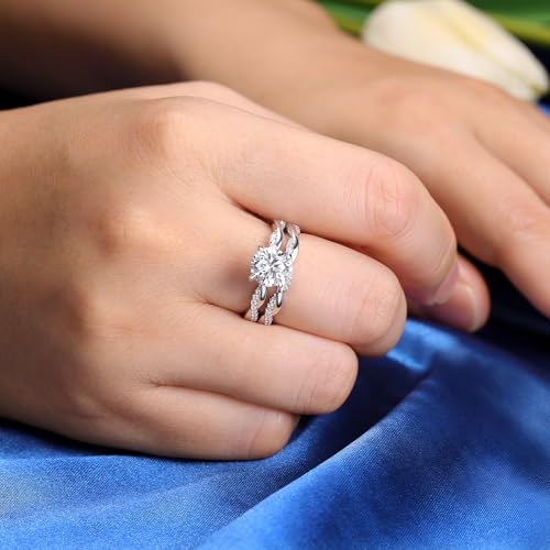 Wedding Ring Sets for Women Round Cut Bridal Ring Set 925 Sterling Silver AAAAA Cz Wedding Band Size 5-104