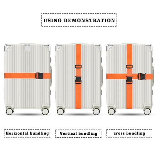 Image of Luggage Accessory Set 8 Pack Luggage Suitcase Wheels Cover & 2 Packsilicone Luggage Tag& 2 Pack Adjustable Suitcase Straps, Wheel caps and Straps fit Most Luggage(Orange)