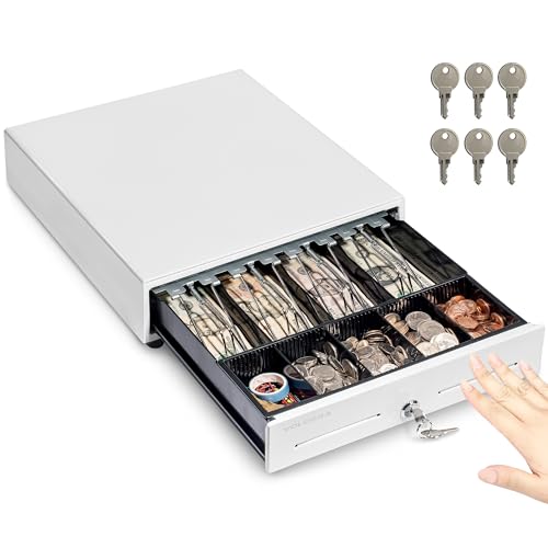 Volcora 13-Inch White Manual Push-Open Cash Drawer