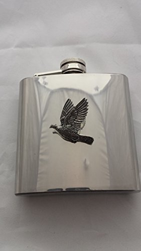 Flasque Woodpigeon cadeau idéal pour homme en étain anglais et acier inox