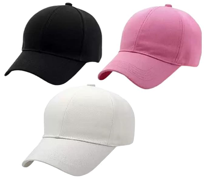RYTORIA Combo Pack of 3 Caps for Men and Women Unisex Cotton Adjustable Strap Summer Sports Cricket Gym Dance Free Size-picture-43