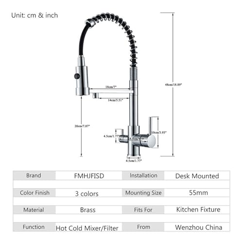 Fonction de purification de l'eau pour ce mitigeur de cuisine à double bec orientable chrome