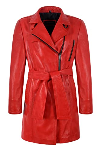 Manteau en cuir pour femme contre le vent, veste longue zippée ajustée protégeant avec élégance