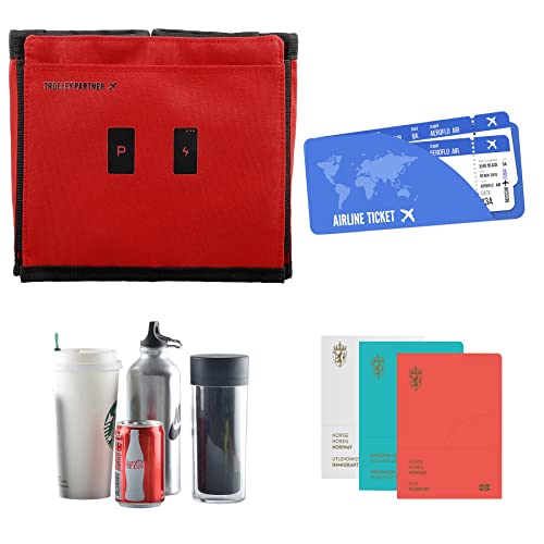 Image of riemot Luggage Travel Cup Holder Free Hand Drink Carrier - Hold Two Coffee Mugs - Fits Roll on Suitcase Handles - Gifts for Flight Attendants Travelers Accessories, No Hook & Loop: Red, Without Hook