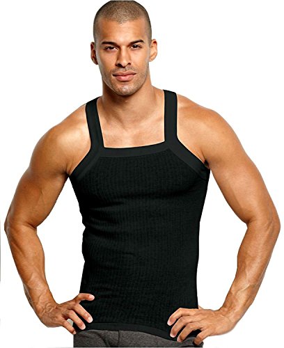 John Son Super Heavy Weight Square Cut Tank Top - 2 Pack (1XL, Black)