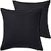 2 Pack Solid Black Decorative Throw Cushion Pillow Cover Cushion Sleeve for 20”x 20” Insert , 100 Percent Cotton