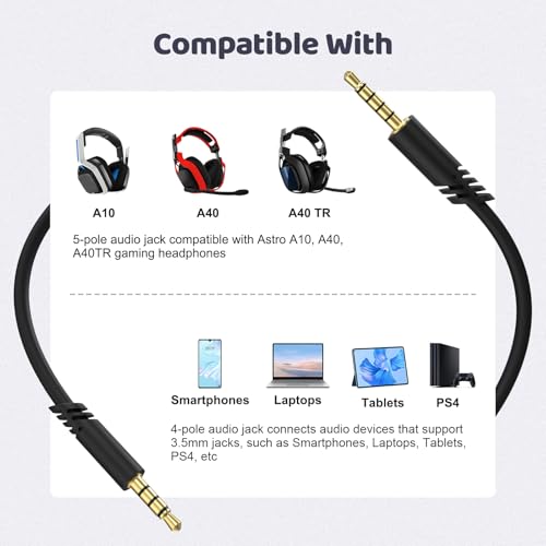 Cable de audio para auriculares Astro A40, 6.5 pies miniatura 2