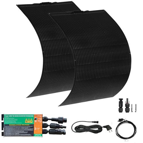 Solarpanel Flexibel 300w Balkonkraftwerk für Steckdose, 2x150W Flexibles Solarpanel mit 230V...