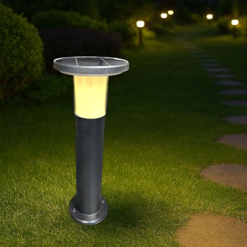 Partenopea® Lampione a led lampioncino ricarica solare illuminazione da esterno palo da giardino per sentieri moderno (Nero 60 cm, CCT 3000K - 6500K)