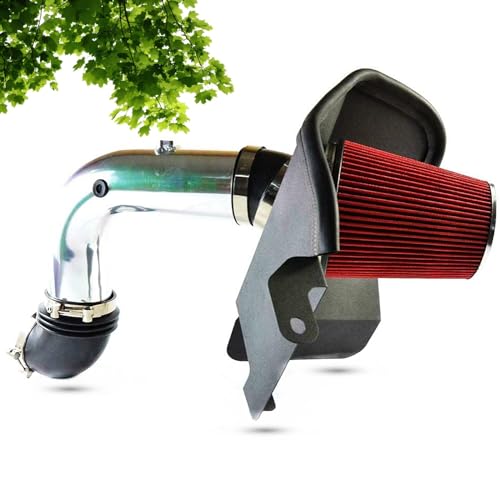 4'' Cold Air Tube with Filters with Heat Shield Compatible with 2003-2007 Dodge Ram 2500/3500 5.9L 359Cu. In. l6 DIESEL OHV Turbocharged, Red
