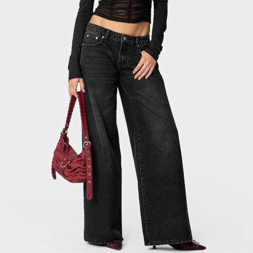 Women's Wide Leg Boyfriend Jeans -Low Rise Baggy Jeans Y2k - Casual Straight Leg Trendy Loose Denim Pants3
