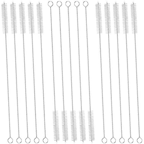 GFDesign Drinking Straw Cleaning Brushes Set 10 Inches Extra Long 10mm Extra Wide Pipe Tube Cleaner Nylon Bristles Stainless Steel Handle - 10" x 3/8" (10mm) - Set of 15 Cover