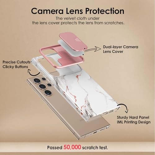 SHEDEER Samsung S23 Ultra Case with Slide Camera Cover Samsung Galaxy S23 Ultra Case Stylish Chic Shiny S23 Ultra Case Shockproof Scratch-Resistant Slim Lightweight S23 Ultra Phone Case 6.8'' Marble