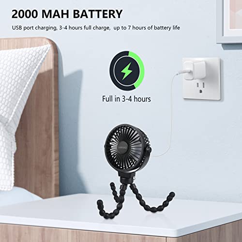 Lamjad Stroller Fan,Portable Usb Personal Clip-On Car Seat Fan Mini Handheld Desktop Fan 360° Rotatable Suitable For Camping Outdoor Office Crib Toddler Bed Treadmill #TOP4