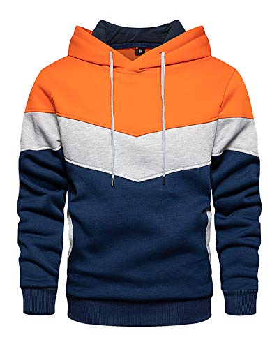 MOONCOLOUR Men's Fashion Novelty Color Block Hoodies Long Sleeve Fleece Hooded Pullover Sweatshirts with Pockets2