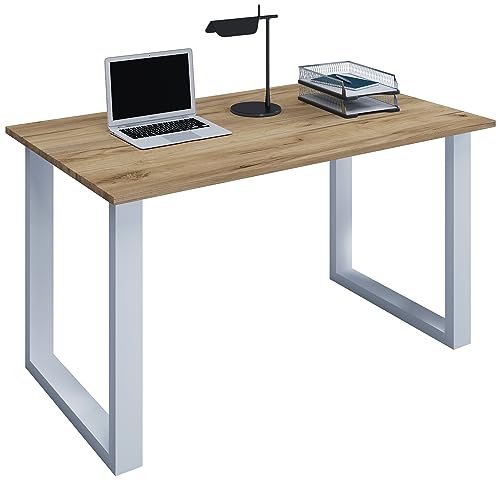 VCM Bureau en Bois Table d'ordinateur Table de Travail Meubles de Bureau Lona U Alu Argent Bureau en Bois Table d'ordinateur Table de Travail Meubles de Bureau...