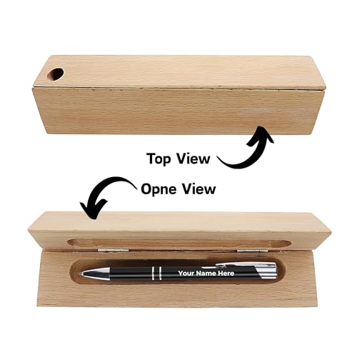 Image of Kajri Gifts Personalized Pen with Name Engraved Wooden Gift Box Best for Gifting, Corporate Gift, Doctor, Advocate, Boss, Employee, Teacher (Trangle Box)