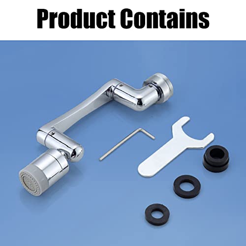 1080 +360 Degree Rotatable Multifunctional Extension Faucet, Yrakozin Universal 1440 Swivel Robotic Arm Swivel Extension Faucet Aerator With 2-Way Adjustable Aerator For Kitchen Bathroom - Silver #TOP7