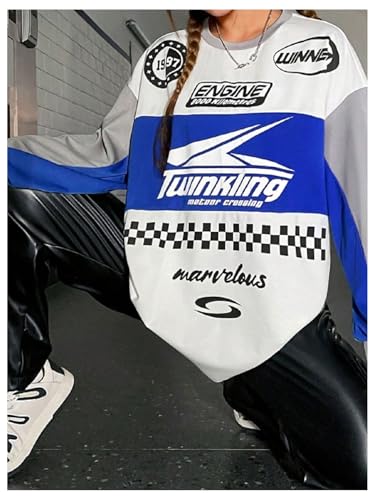 Girl's Graphic Oversized T Shirt Long Sleeve Crew Neck Baggy Streetwear Tops4