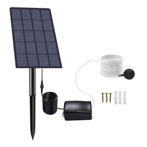 Système de ventilation solaire pour bassin avec pierres d'évacuation pour aquarium, bassin de jardin, piscines (noir, 33 x 9,5 cm)