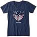Price comparison product image Life Is Good Women's Standard Patriotic Cotton Tee Short Sleeve Graphic V-Neck T-Shirt Heart Stars and Stripes, Darkest Blue, X-Small