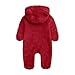 Children's Boys and Girls Outfit Fashion Bear Hooded Jumpsuit Fleece 2025 Winter Coat Long Sleeve Loose Romper Red