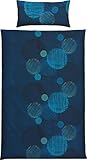 REDBEST Renforcé Bettwäsche Kreise Marine Größe 40x80 cm / 135x200 cm - temperaturausgleichend, strapazierfähig, mit Reißverschluss